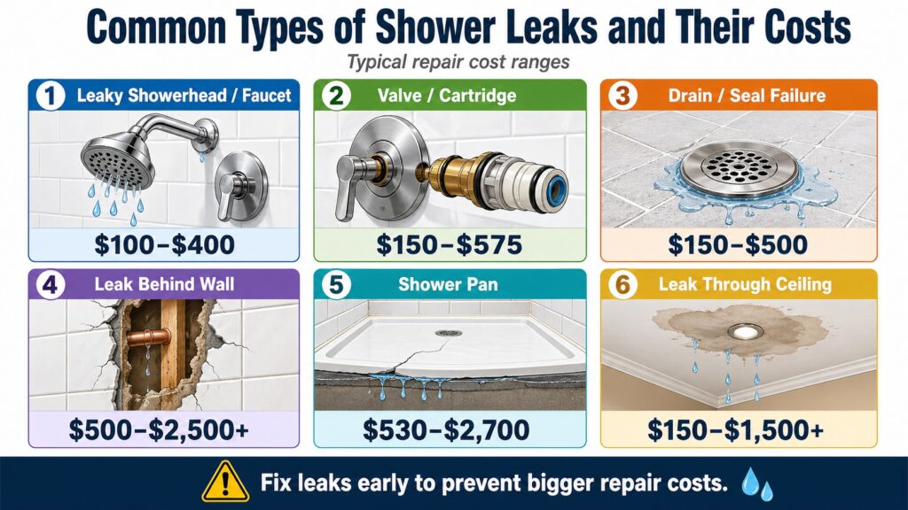 Common Types of Shower Leaks and Their Costs